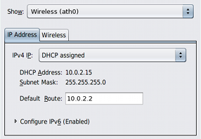 image:Graphic of the Connection Properties view, with the IP address tab in the foreground.