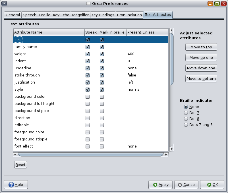 image:Figure displaying the Orca text attributes preferences.